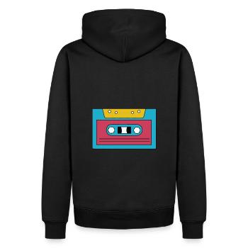 Kassette - Männer Premium Bio Hoodie - Schwarz - Hinten - Nico (187cm)