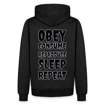 Obey consume reproduce sleep repeat - Men’s Premium Organic Hoodie - black - Back - Nico (187cm)