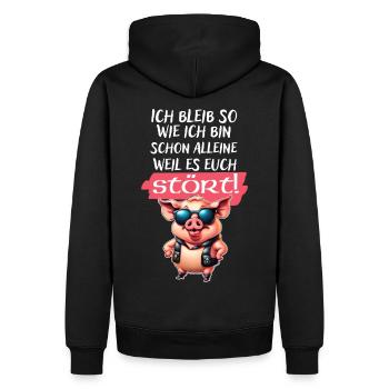 Ich bleib so wie ich bin Spruch-Witziges Statement - Männer Premium Bio Hoodie - Schwarz - Hinten - Nico (187cm)