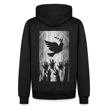 Friedenstaube Frieden Friede - Männer Premium Bio Hoodie - Schwarz - Hinten - Nico (187cm)
