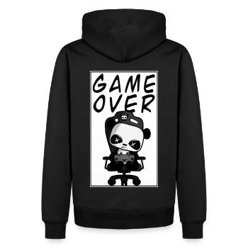 Game Over lustiger süßer Gaming Panda Nerd Zocken - Männer Premium Bio Hoodie - Schwarz - Hinten - Nico (187cm)