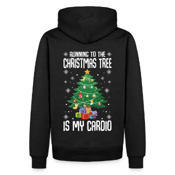 Der Gang zum Weihnachtsbaum ist meine Kardio - Männer Premium Bio Hoodie - Schwarz - Hinten - Nico (187cm)