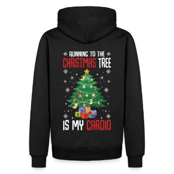 Der Gang zum Weihnachtsbaum ist meine Kardio - Männer Premium Bio Hoodie - Schwarz - Hinten - Nico (187cm)