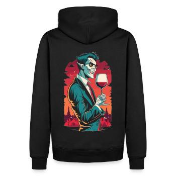 Gruseliger Vampir mit Rotwein Halloween - Männer Premium Bio Hoodie - Schwarz - Hinten - Nico (187cm)