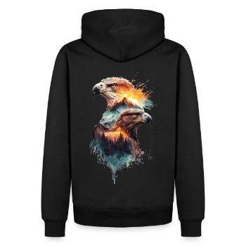 Die Freiheit des Himmels: Adler und Berglandschaft - Männer Premium Bio Hoodie - Schwarz - Hinten - Nico (187cm)