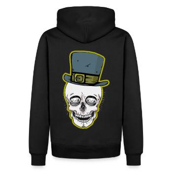 Schädel Totenkopf Dark Halloween Horror Fantasy - Männer Premium Bio Hoodie - Schwarz - Hinten - Nico (187cm)