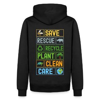 Save Rescue Recycle Nettoyage des plantes Entretien - Sweat à capuche Premium bio Homme - noir - Dos - Nico (187cm)