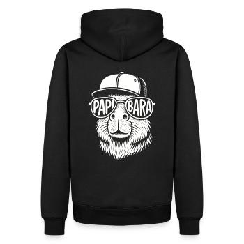 Papa Papibara Lustiges Wortspiel Capybara Vatertag - Männer Premium Bio Hoodie - Schwarz - Hinten - Nico (187cm)