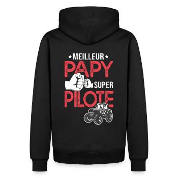 Cadeau papy meilleur pilote tracteur agriculteur - Sweat à capuche Premium bio Homme - noir - Dos - Nico (187cm)