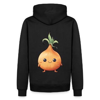 Drôle d’oignon - Sweat à capuche Premium bio Homme - noir - Dos - Nico (187cm)