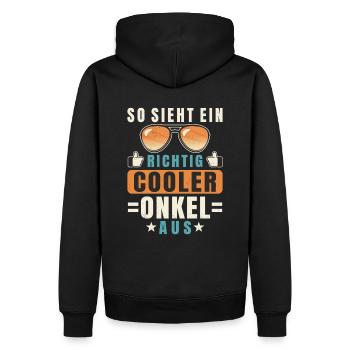 Onkel So Sieht Ein Richtig Cooler Onkel Aus - Männer Premium Bio Hoodie - Schwarz - Hinten - Nico (187cm)