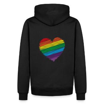 Regenbogen shirt & Herz Regenbogen Geschenk Shirt - Männer Premium Bio Hoodie - Schwarz - Hinten - Nico (187cm)