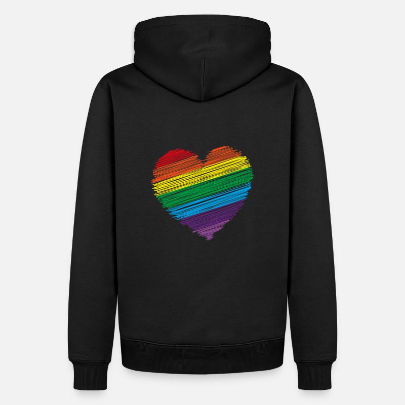 Regenbogen shirt & Herz Regenbogen Geschenk Shirt - Männer Premium Bio Hoodie - Schwarz