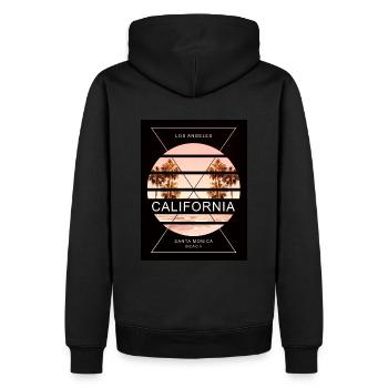 LA Santa Monica Strand - Männer Premium Bio Hoodie - Schwarz - Hinten - Nico (187cm)