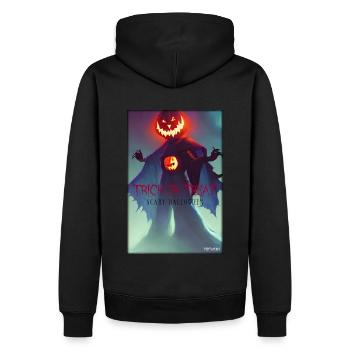 Halloween Kürbis Monster - Süßes oder Saures - Männer Premium Bio Hoodie - Schwarz - Hinten - Nico (187cm)
