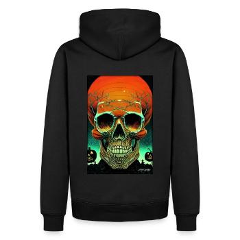 Citrouille crâne d’Halloween - Sweat à capuche Premium bio Homme - noir - Dos - Nico (187cm)