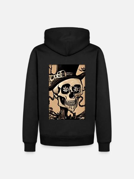 Skeleton Skull Flower Steampunk Halloween - Men’s Premium Organic Hoodie - black