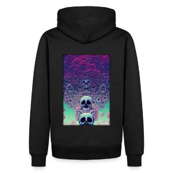 Skull Flowers Rose Cloud - Men’s Premium Organic Hoodie - black - Back - Nico (187cm)