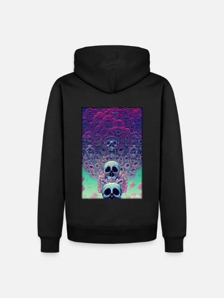 Skull Flowers Rose Cloud - Men’s Premium Organic Hoodie - black
