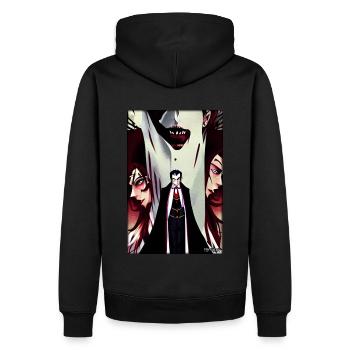 Manga Vampir Dracula Monster Halloween - Männer Premium Bio Hoodie - Schwarz - Hinten - Nico (187cm)