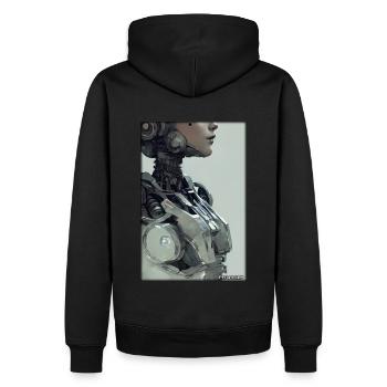 Robot Woman Cyborg Future Machine - Men’s Premium Organic Hoodie - black - Back - Nico (187cm)