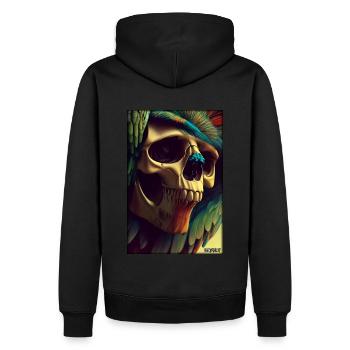 Squelette de plume de perroquet de crâne - Sweat à capuche Premium bio Homme - noir - Dos - Nico (187cm)