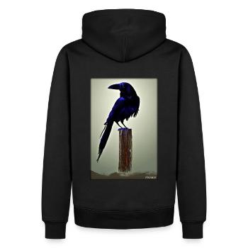 Mystisch Nacht blau Rabe Vogel - Männer Premium Bio Hoodie - Schwarz - Hinten - Nico (187cm)