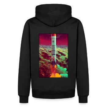 Lancement de fusée Space Stars Nuages - Sweat à capuche Premium bio Homme - noir - Dos - Nico (187cm)