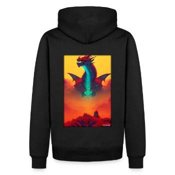 Drache Kreatur Fantasie - Männer Premium Bio Hoodie - Schwarz - Hinten - Nico (187cm)