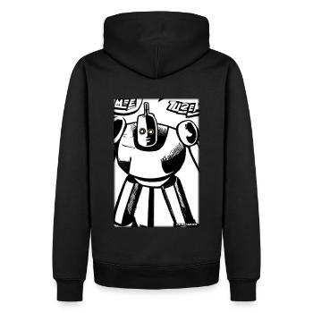 Roboter Comic Zukunft Cyborg Maschine Technik - Männer Premium Bio Hoodie - Schwarz - Hinten - Nico (187cm)