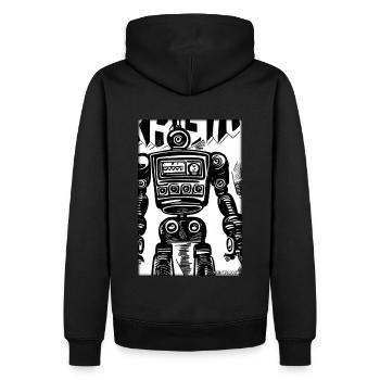 Roboter Comic Zukunft Cyborg Maschine Technik - Männer Premium Bio Hoodie - Schwarz - Hinten - Nico (187cm)