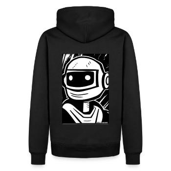 Roboter Comic Zukunft Cyborg Maschine Technik - Männer Premium Bio Hoodie - Schwarz - Hinten - Nico (187cm)