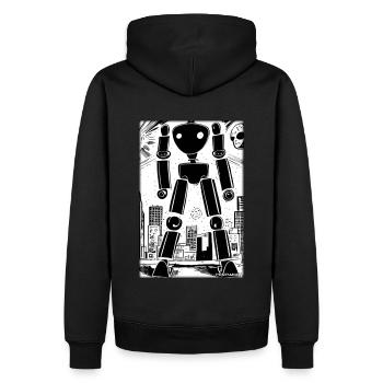 Roboter Comic Zukunft Cyborg Maschine Technik - Männer Premium Bio Hoodie - Schwarz - Hinten - Nico (187cm)