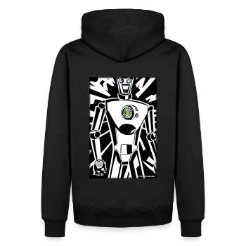 Roboter Comic Zukunft Cyborg Maschine Technik - Männer Premium Bio Hoodie - Schwarz - Hinten - Nico (187cm)