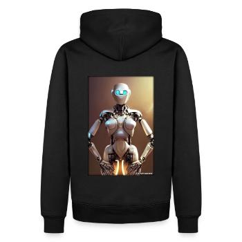 Roboter Zukunft Wissenschaft Sci-Fi Maschine - Männer Premium Bio Hoodie - Schwarz - Hinten - Nico (187cm)