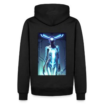 Roboter Zukunft Wissenschaft Sci-Fi Maschine - Männer Premium Bio Hoodie - Schwarz - Hinten - Nico (187cm)