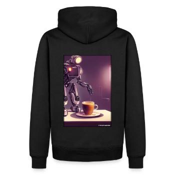 Robot Coffee Future Science Machine - Men’s Premium Organic Hoodie - black - Back - Nico (187cm)