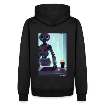 Roboter Kaffee Zukunft Wissenschaft Maschine - Männer Premium Bio Hoodie - Schwarz - Hinten - Nico (187cm)