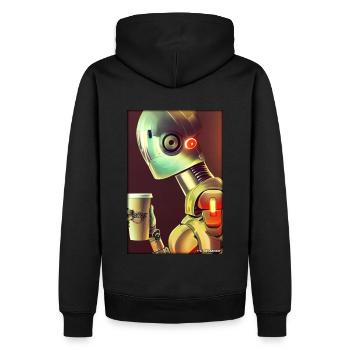 Robot Coffee Future Science Machine - Men’s Premium Organic Hoodie - black - Back - Nico (187cm)