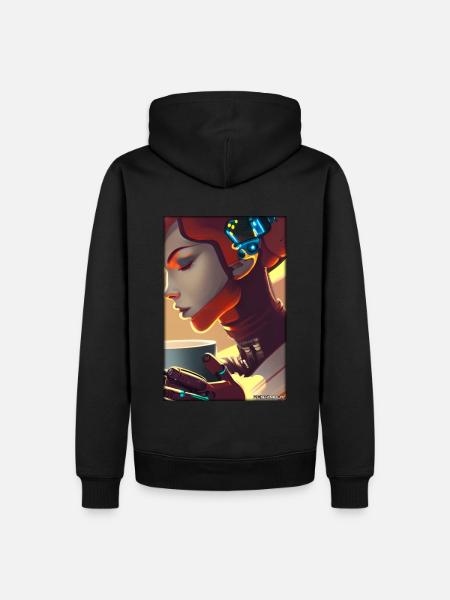 Robot Coffee Future Science Machine - Men’s Premium Organic Hoodie - black