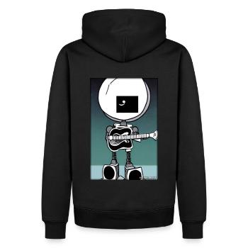 Roboter Gitarre Gitarrist Zukunft Musik Comic - Männer Premium Bio Hoodie - Schwarz - Hinten - Nico (187cm)