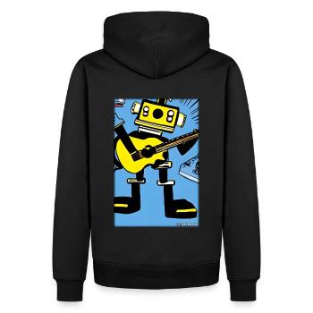 Roboter Gitarre Gitarrist Zukunft Musik Comic - Männer Premium Bio Hoodie - Schwarz - Hinten - Nico (187cm)