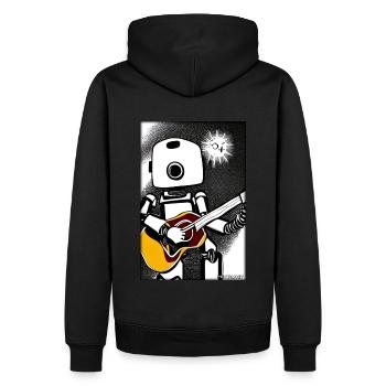 Roboter Gitarre Gitarrist Zukunft Musik Comic - Männer Premium Bio Hoodie - Schwarz - Hinten - Nico (187cm)