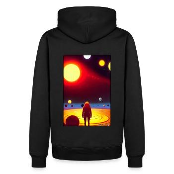 Galaxie Kosmos Universum Sonnensystem Astronaut - Männer Premium Bio Hoodie - Schwarz - Hinten - Nico (187cm)