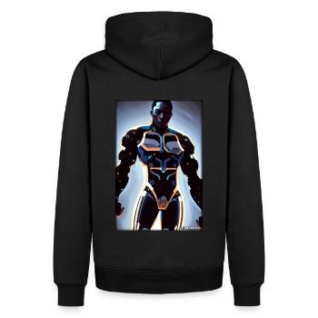 Cyborg Mann Zukunft Sci-Fi Maschine Technik - Männer Premium Bio Hoodie - Schwarz - Hinten - Nico (187cm)
