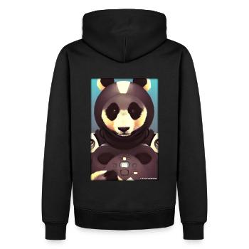 Pandabär Panda Astronaut Zukunft Sci-Fi Technik - Männer Premium Bio Hoodie - Schwarz - Hinten - Nico (187cm)
