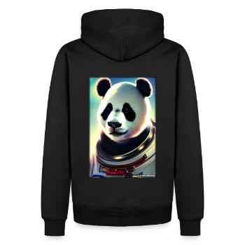 Pandabär Panda Astronaut Zukunft Sci-Fi Technik - Männer Premium Bio Hoodie - Schwarz - Hinten - Nico (187cm)