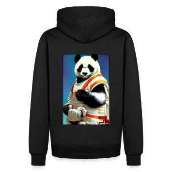 Pandabär Panda Astronaut Zukunft Sci-Fi Technik - Männer Premium Bio Hoodie - Schwarz - Hinten - Nico (187cm)