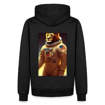 Leo Big Cat Astronaut Future Sci-Fi Technology - Sweat à capuche Premium bio Homme - noir - Dos - Nico (187cm)