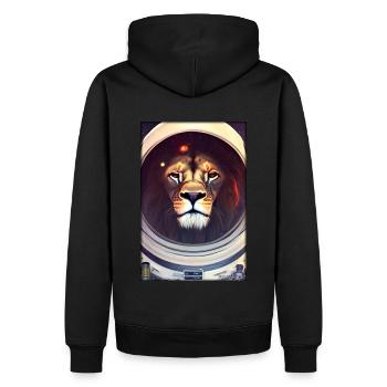 Löwe Raubkatze Astronaut Zukunft Sci-Fi Technik - Männer Premium Bio Hoodie - Schwarz - Hinten - Nico (187cm)